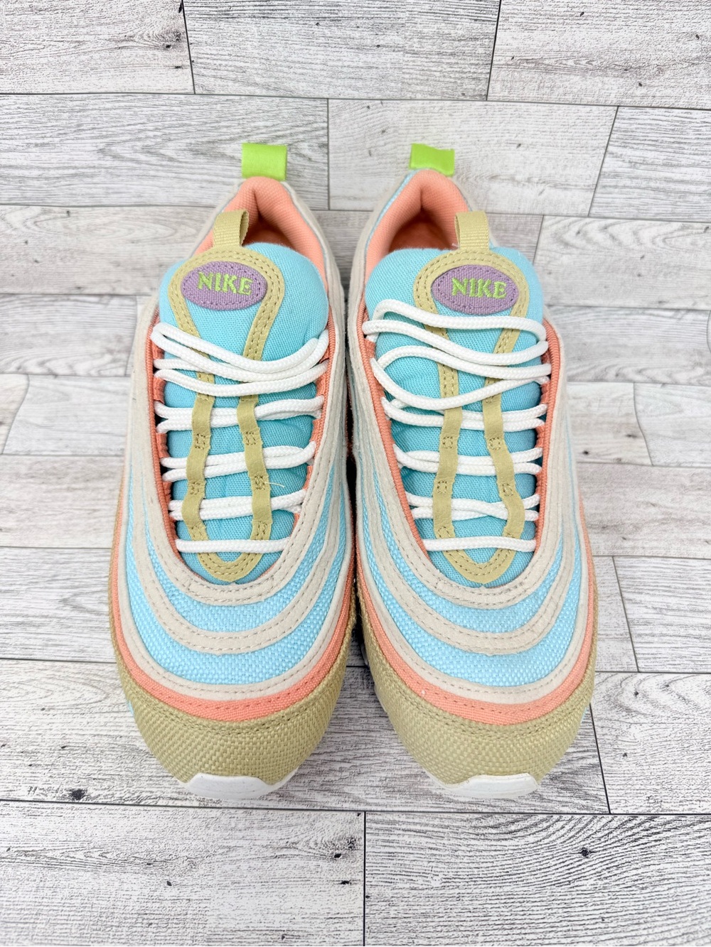 Nike Air Max 97 SE GS Sun Club Copa Sail Wheat Grass DQ-4126-400 7Y-8.5 Woman - Picture 3 of 11